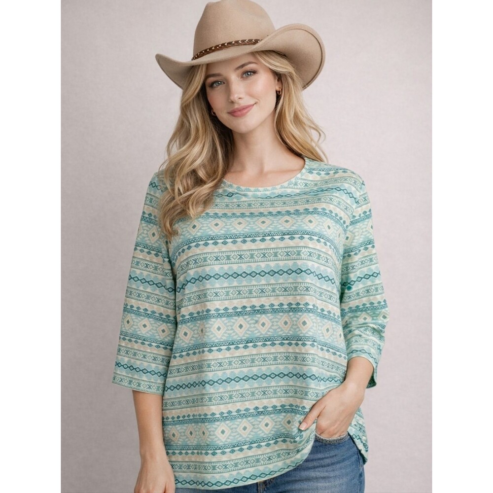 Women's Size 2XL Southhwest Print Cotton Shirt Casual Top